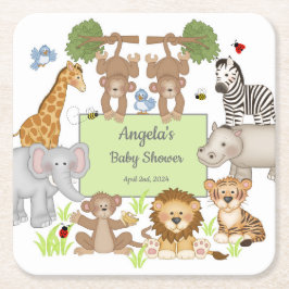 Safari Animals Baby Shower Party Tableware Underlägg Papper Kvadrat