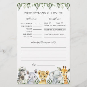 Safari Animals Baby Shower Predications and Advice