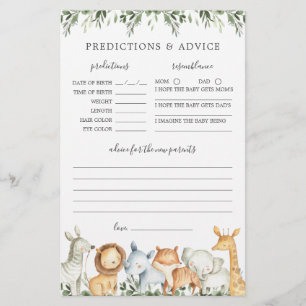 Safari Animals Baby Shower Predications and Advice