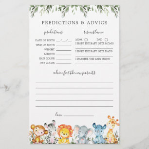 Safari Animals Baby Shower Predications and Advice