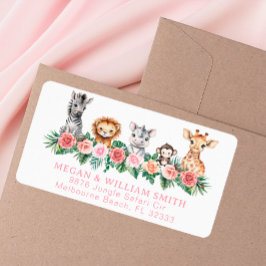 Safari Animals Baby Shower Return-adressetikett Adressetikett