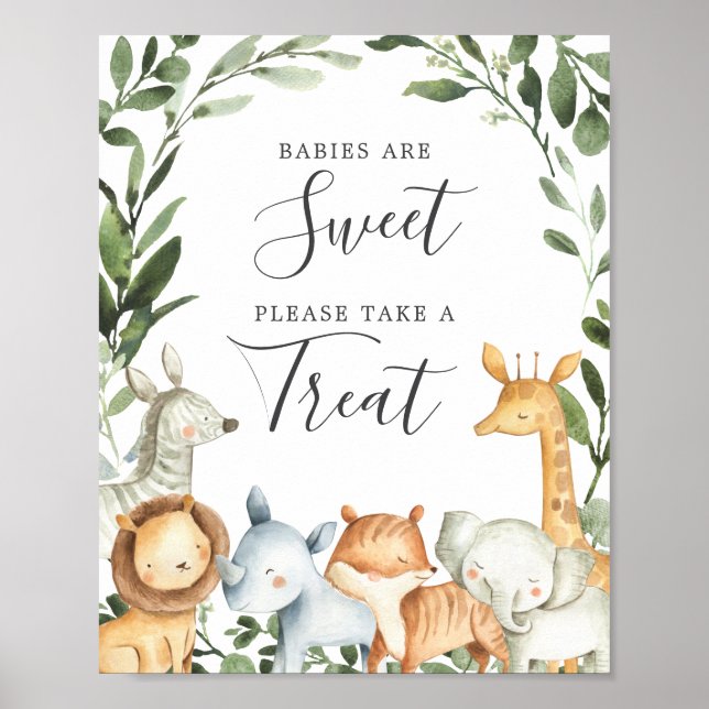 Safari Animals Baby Shower Spädbarn är ett svalt t Poster (Framsidan)