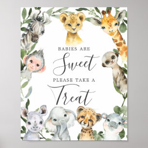 Safari Animals Baby Shower Spädbarn är ett svalt t Poster