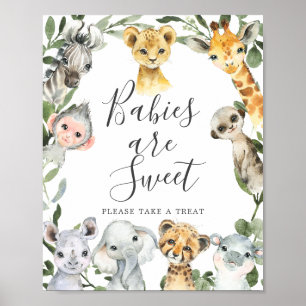 Safari Animals Baby Shower Spädbarn är ett svalt t Poster