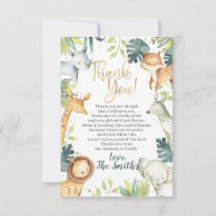 Safari Animals Baby Shower Tack du Cards