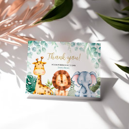 Safari Animals Baby Shower Tack för kortet