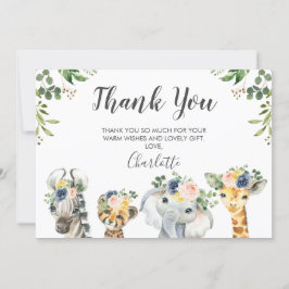 Safari Animals Baby Shower Tack för kortet Inbjudningar