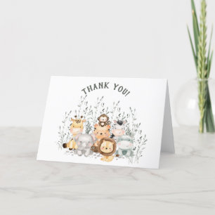 Safari Animals Baby Shower Tack för kortet Kort