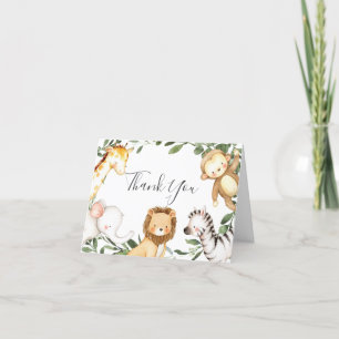 Safari Animals Baby Shower Tack för kortet Kort