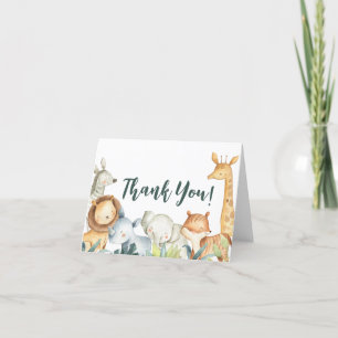 Safari Animals Baby Shower Tack för kortet Kort