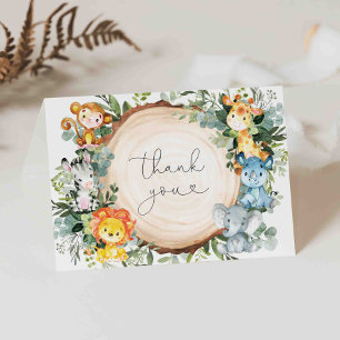 Safari Animals Baby Shower Tack för kortet Kort