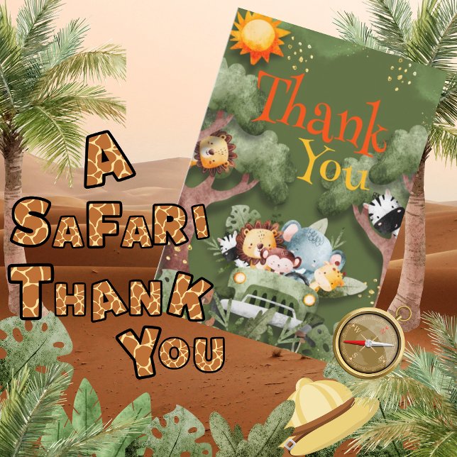 Safari Animals Baby Shower Tack Kort (Skapare uppladdad)
