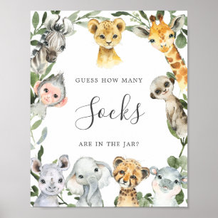 Safari Animals Baby Shower vet hur många Burk Poster
