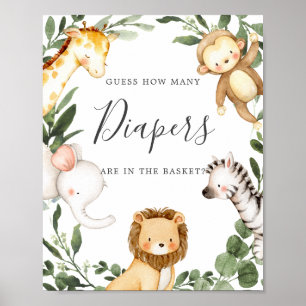 Safari Animals Baby Shower vet hur många dagstidni Poster