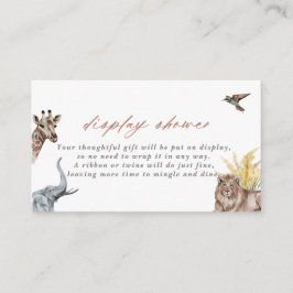 Safari Animals Baby Shower Visning Shower Tilläggskort