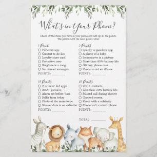Safari Animals Baby Shower What's in Your Mobil