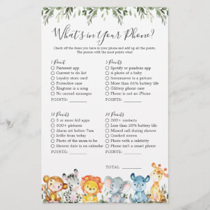 Safari Animals Baby Shower What's in Your Mobil