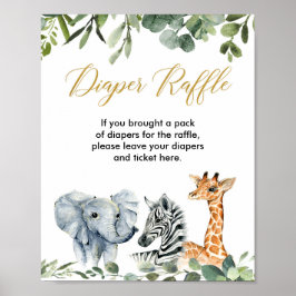 Safari animals babyduschdiskar raffelskylt poster