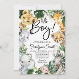 Safari Animals Babyduschinbjudan Boy Inbjudningar