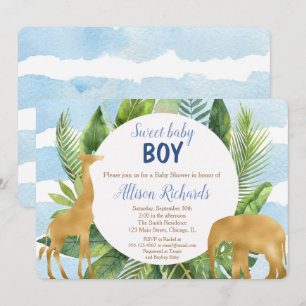 Safari animals babyduschinbjudan pojke inbjudningar
