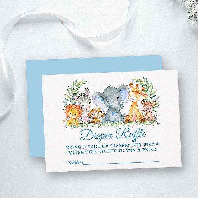 Safari Animals babyskor Diaper Raffle Biljett Tilläggskort (Customize to change text color, style, text size or color of back of card.)