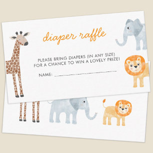 Safari Animals babyskor Diaper Raffle Tilläggskort