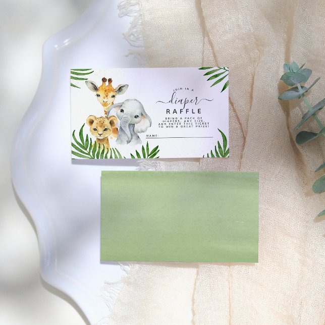 Safari Animals babyskor Diaper Raffle Tilläggskort (Skapare uppladdad)