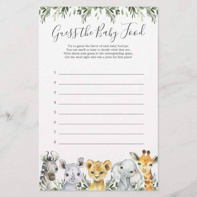 Safari Animals babyskor gissar Baby mat (Framsida)