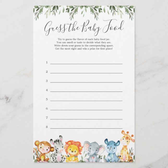 Safari Animals babyskor gissar Baby mat (Framsida)