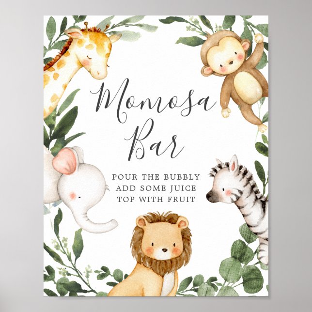 Safari Animals babyskor Mimosa Pub-tecken Poster (Framsidan)