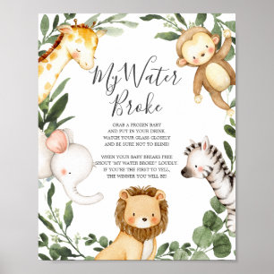 Safari Animals Babyskor Mitt Fattiga tecken i Vatt Poster