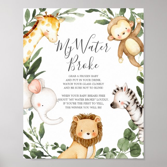 Safari Animals Babyskor Mitt Fattiga tecken i Vatt Poster (Framsidan)