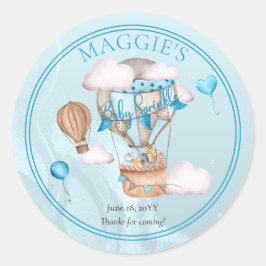 Safari Animals Balloons Blue Boy Baby Sprinkle Runt Klistermärke