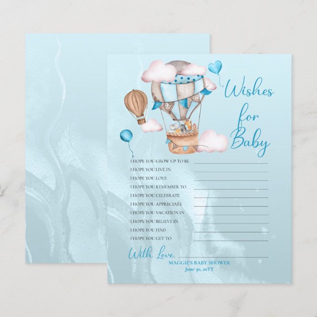 Safari Animals Balloons Önskemål för Baby Game (Fram/baksida)