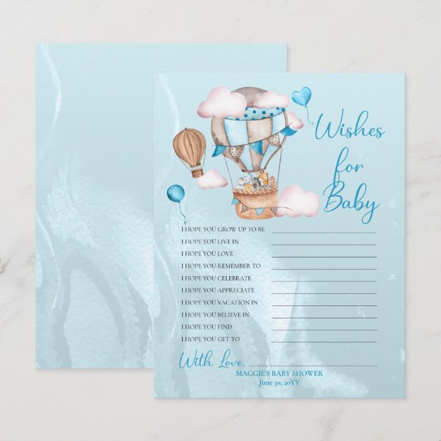 Safari Animals Balloons Önskemål för Baby Game (Fram/baksida)