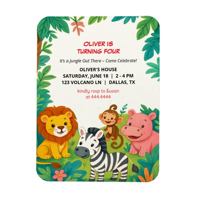 Safari Animals Birthday Investigations Boys Flexib Magnet (Vertikal)