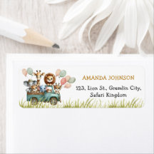 Safari Animals Birthday Return-adressetikett