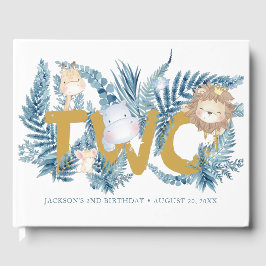 Safari Animals Blue Boy 2:a födelsedagen Gästböcker