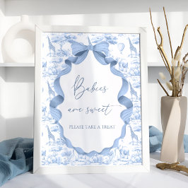 Safari Animals Blue Toile de Jouy Spädbarn är Swee Poster
