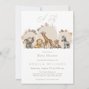 Safari Animals Boho Baby Shower med begäran om Bok Inbjudningar
