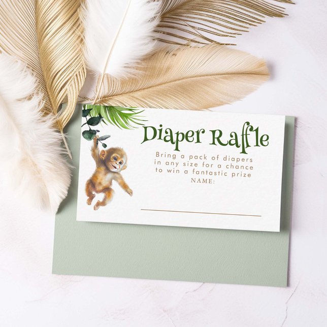 Safari Animals Boho Diaper Raffle Biljett Tilläggskort (Diaper Raffle Little Monkey Tickets)