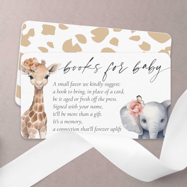Safari Animals Bokar för Flicka Vild Ett Thmet Tilläggskort (Little Wild One, Baby GirlShower, Safari Themed Books for baby enclosure card.)