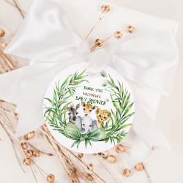 Safari Animals Bow Baby Shower Tack Gåvor Etiketter