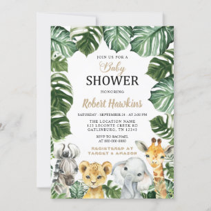 Safari Animals Boy Baby Shower-inbjudan Inbjudningar