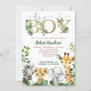 Safari Animals Boy Baby Shower-inbjudan Inbjudningar
