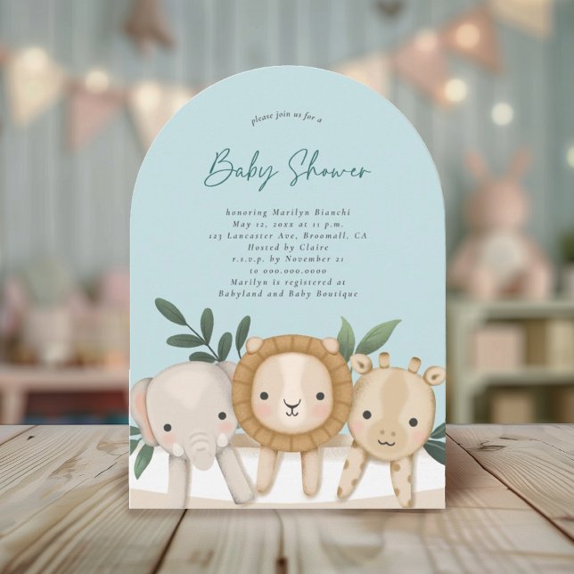Safari Animals Boy Baby Shower Inbjudningar (Skapare uppladdad)