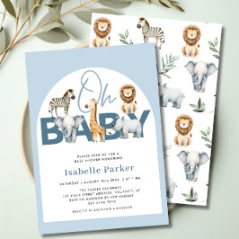 Safari Animals Boy Baby Shower Inbjudningar
