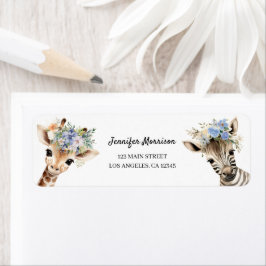 Safari Animals Boy Baby Shower Returadress Returadress Etikett