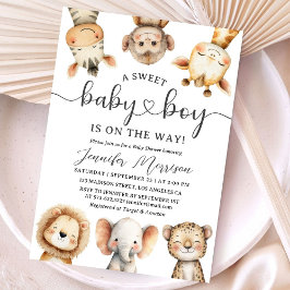 Safari Animals Boy Baby Shower Tropical Jungle Inbjudningar