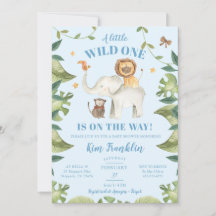 Safari Animals Boy Baby Shower Vild en inbjudan